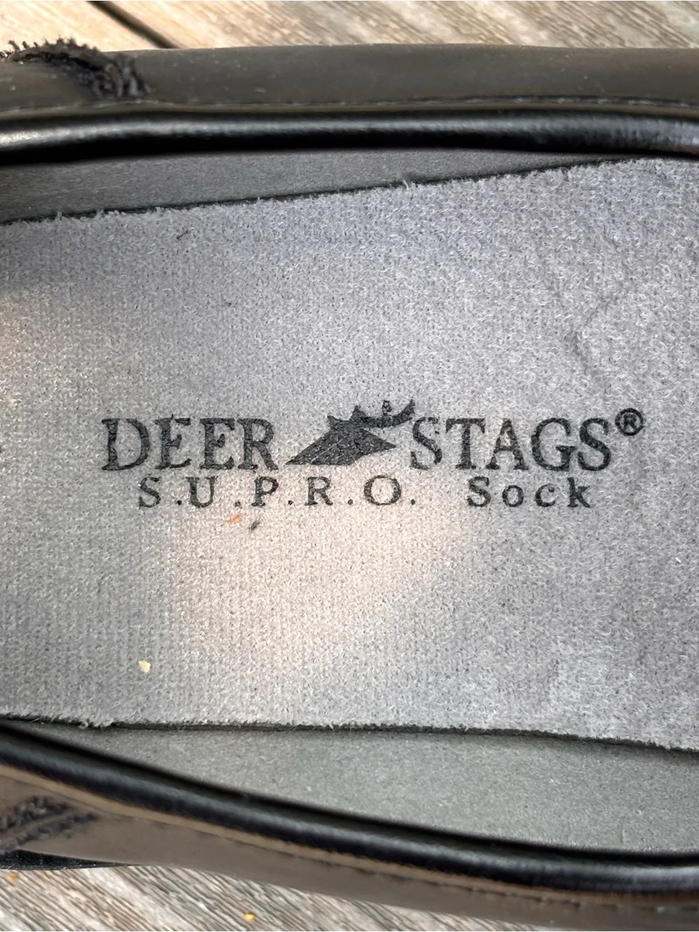 Deer Stags Boys Black Leather Slip-On Moc Toe Dress Shoes- size 3